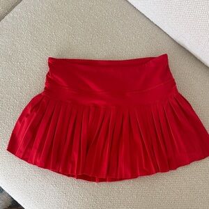 Goldhinge  Red Pleated Women's Skirt